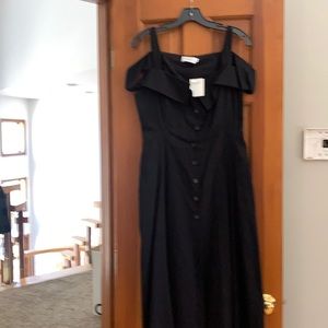 NWT A.L.C. Off the shoulder dress with straps black stretch linen size 10